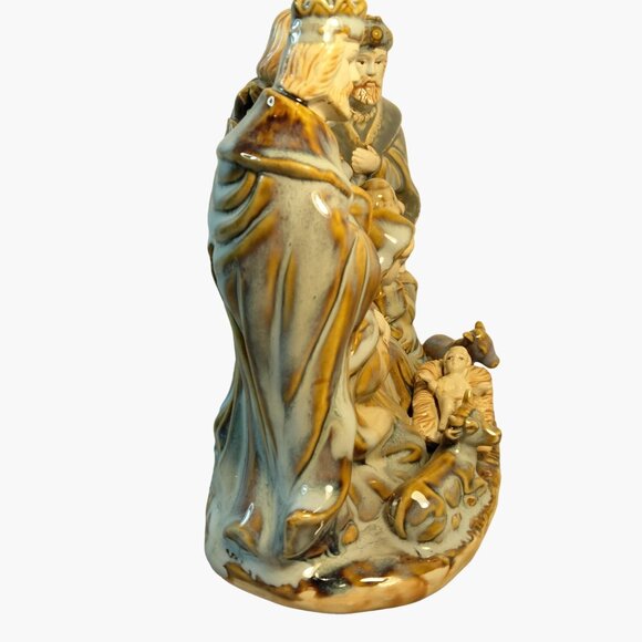 Ceramic Nativity Candle Luminary Figurine Wise Men Joseph Mary Baby Jesus Scene - Picture 6 of 12